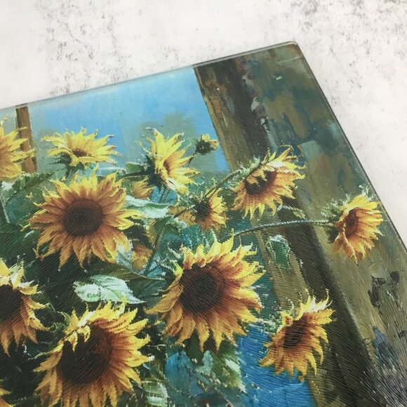 Rustic Sunflower Oil Painting Glass Cutting Board - Picture 11 of 13
